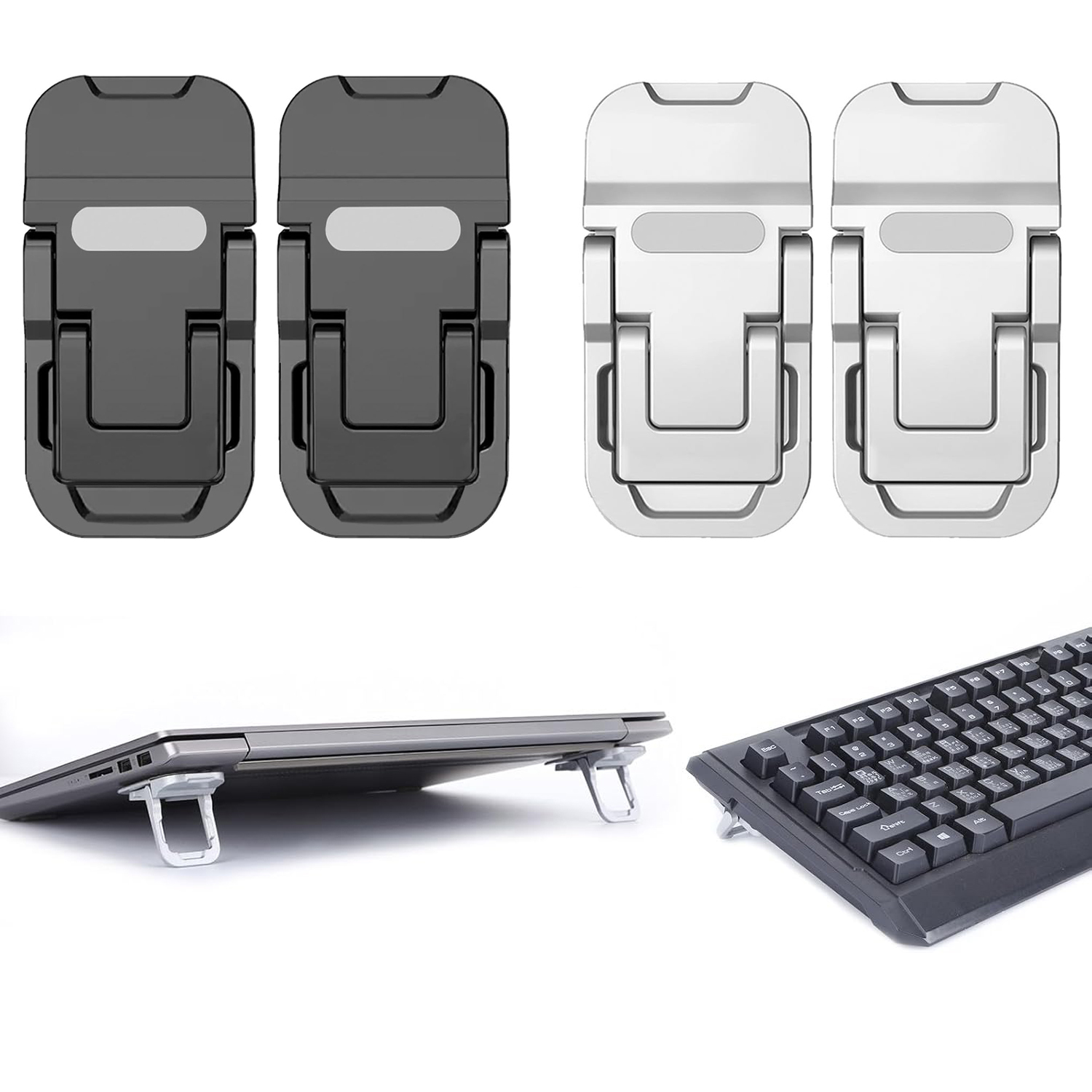 Cooling Stand Tablet - ขาตั้งโน้ตบุ๊กแบบพับได้ 2 ชิ้น ปรับระดับได้ ใช้ได้กับโน้ตบุ๊กทั่วไป พร้อมที่วางคีย์บอร์ดช่วยระบายความร้อน