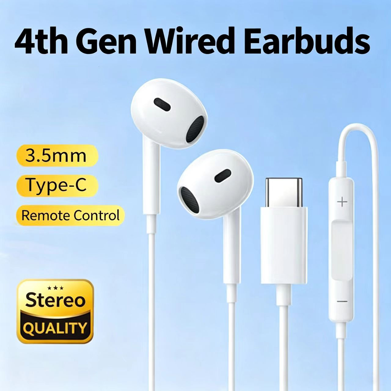 Wired Earphone Lightning - หูฟังแบบมีสายแบบครึ่งอินเอียร์ ชนิด Type-C และแจ็ค 3.5 มม.