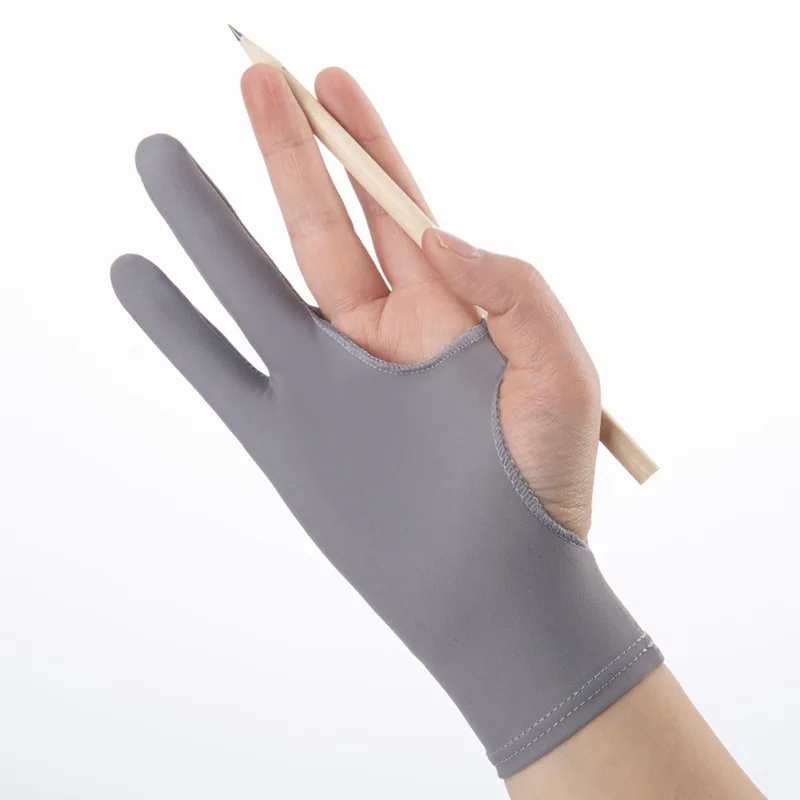 Drawing Glove Artist - ถุงมือป้องกันการเปื้อนสองนิ้วสำหรับศิลปินวาดภาพและปากกากราฟิกแท็บเล็ต พร้อมฟังก์ชันป้องกันการสัมผัสโดยฝ่ามือสำหรับแท็บเล็ต Android